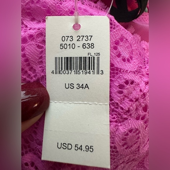 Aerie Real Power Wireless push up bra Joy lace Hot Pink 34A NWT romantic fairy - Picture 3 of 5